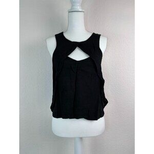Free People women's XS black sleeveless petal cutout neckline tank‎ top
